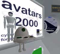 Avatars2000 co-chairs, Razzle (left) and Windancer (right) posing proudly in the Avatars2000 space station main ring.